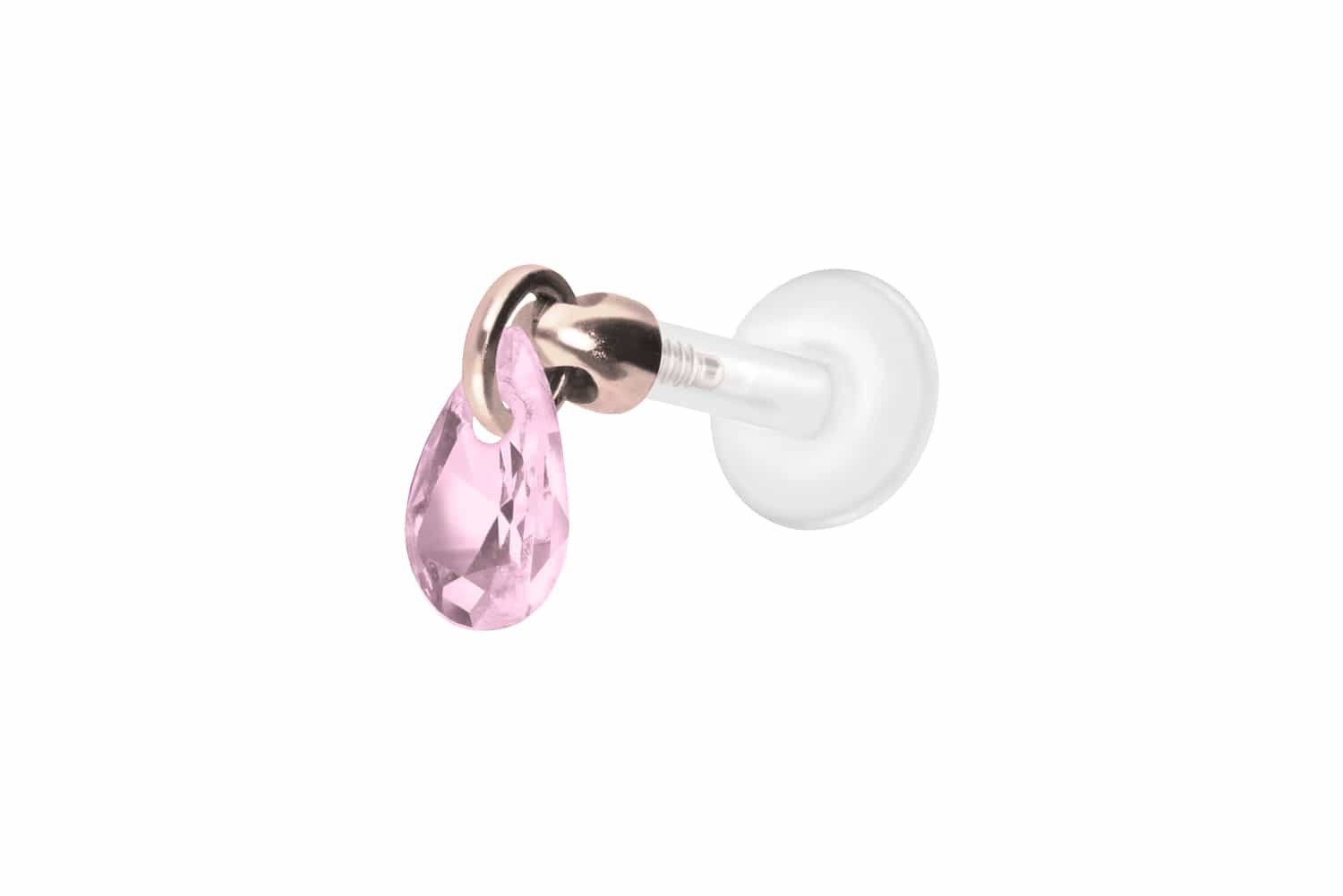 PTFE Labret Piercing mit Innengewinde + Titan-Aufsatz KRISTALLTROPFEN